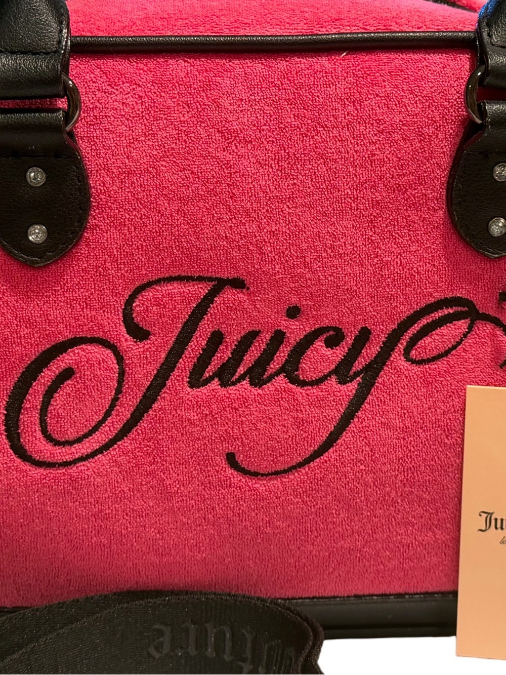 Juicy Couture NWT Rich Pink Crossbody Satchel Chic Black Trim (P241) - Picture 6 of 14